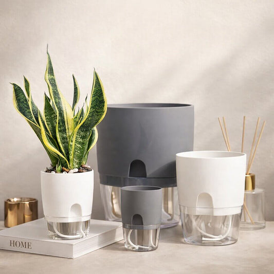 Self-Watering Flower Pot with Water Reservoir | Plant Pot with Wick System for Indoor and Outdoor | Dochtara