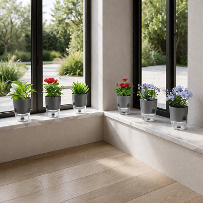 Self-Watering Flower Pot with Water Reservoir | Plant Pot with Wick System for Indoor and Outdoor | Dochtara