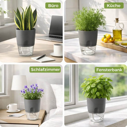 Self-Watering Flower Pot with Water Reservoir | Plant Pot with Wick System for Indoor and Outdoor | Dochtara