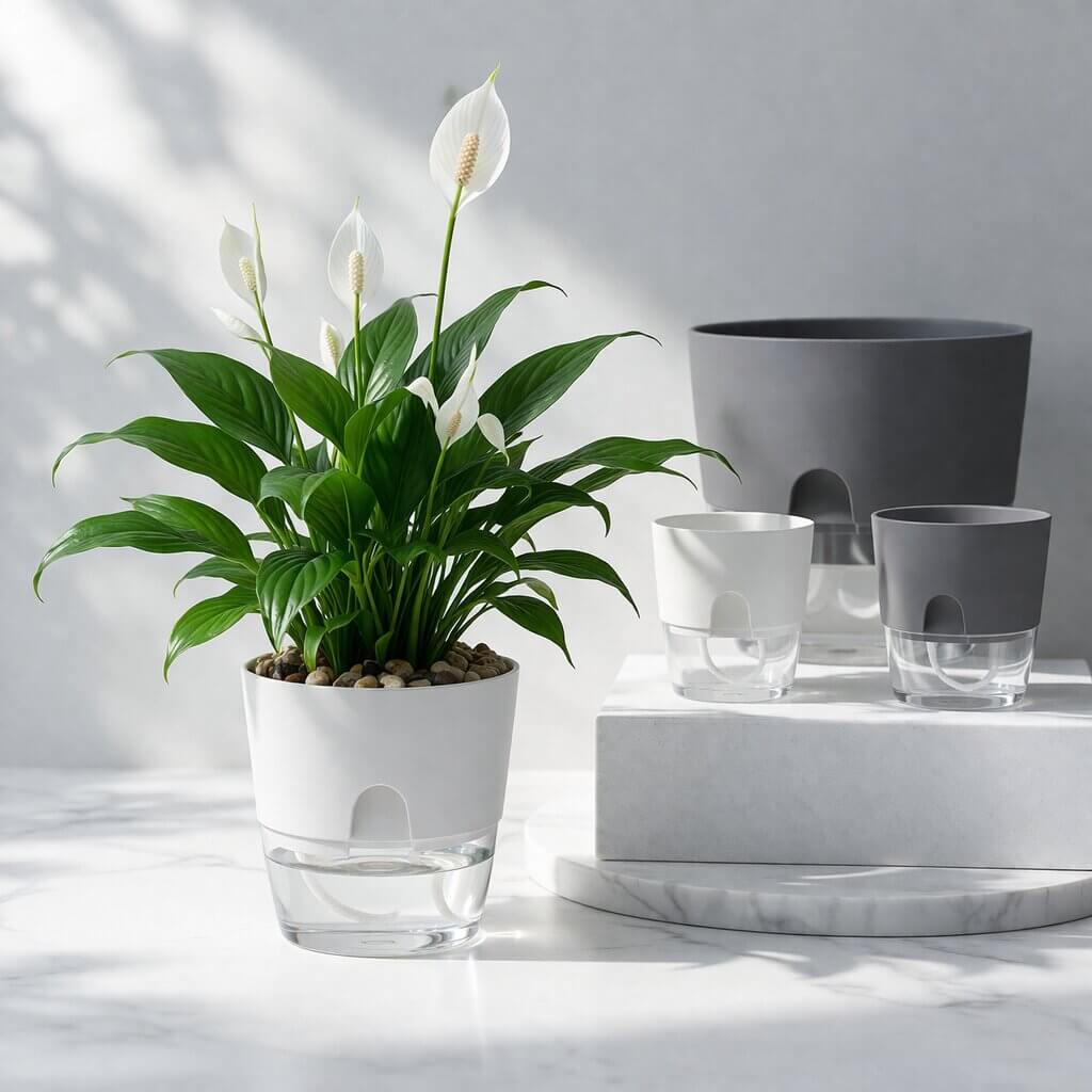 Self-Watering Flower Pot with Water Reservoir | Plant Pot with Wick System for Indoor and Outdoor | Dochtara
