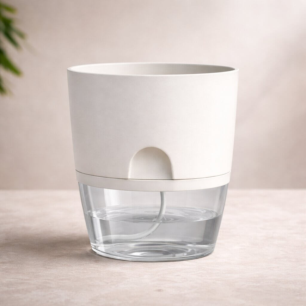 Self-Watering Flower Pot with Water Reservoir | Plant Pot with Wick System for Indoor and Outdoor | Dochtara