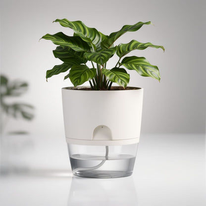 Self-Watering Flower Pot with Water Reservoir | Plant Pot with Wick System for Indoor and Outdoor | Dochtara