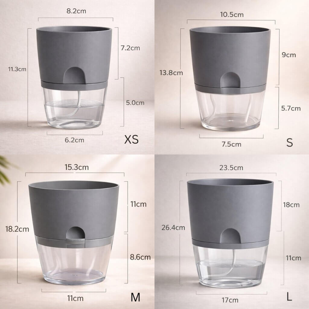 Self-Watering Flower Pot with Water Reservoir | Plant Pot with Wick System for Indoor and Outdoor | Dochtara