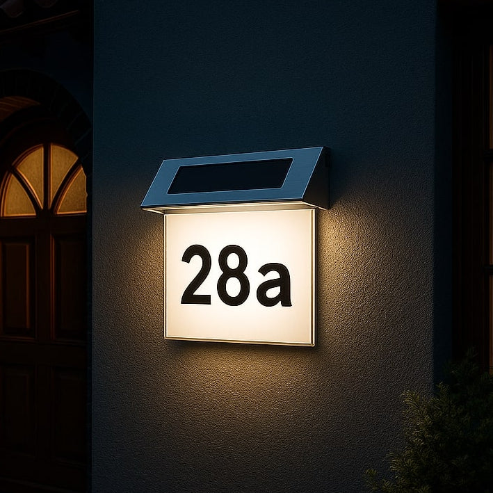 Solar House Number with LED Lighting without Electricity made of Stainless Steel | Solarno