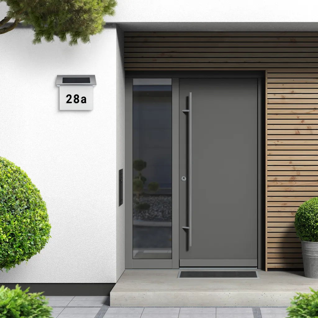 Solar House Number with LED Lighting without Electricity made of Stainless Steel | Solarno