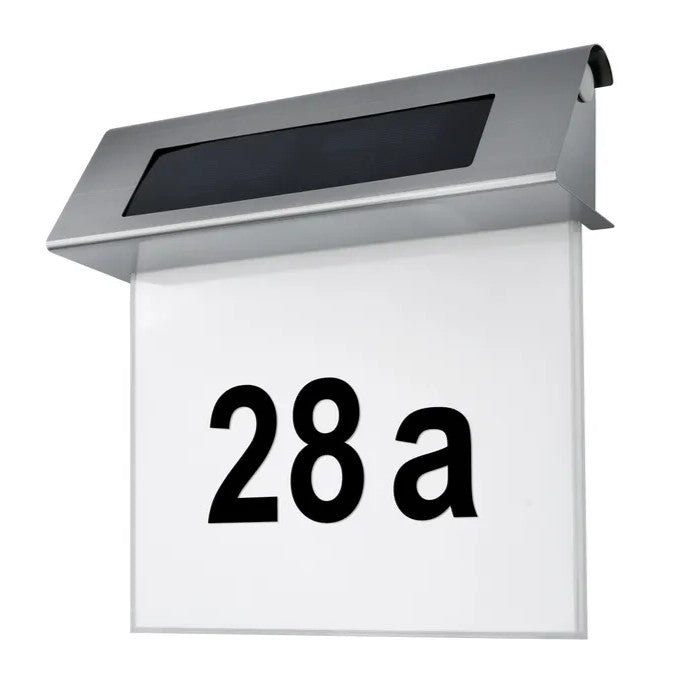 Solar House Number with LED Lighting without Electricity made of Stainless Steel | Solarno