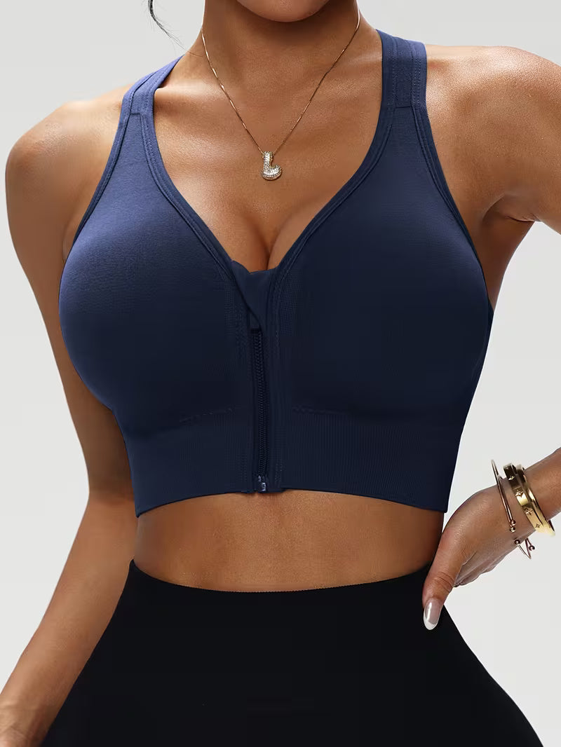 Sport Bra with Zipper Without Underwire for Women | Push Up Bra | Zentiva