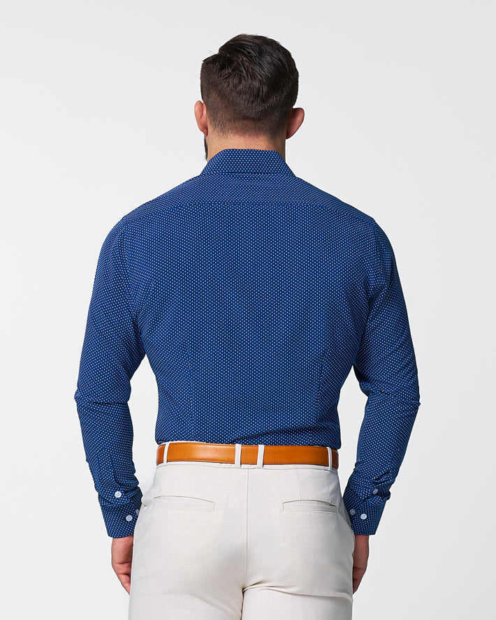 "The Boylston" Navy with White Polka Dots