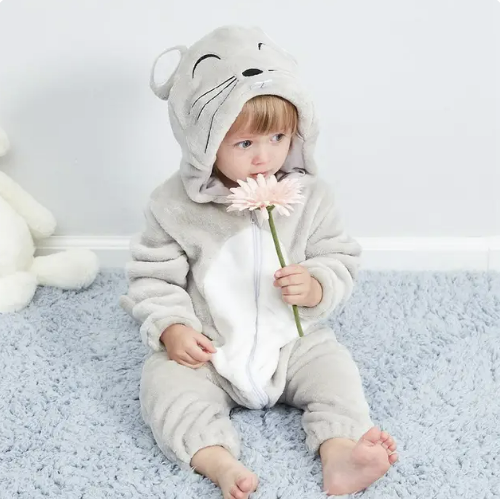 Baby Romper | Baby Fleece Overall | Animal Onesie | Wolklin