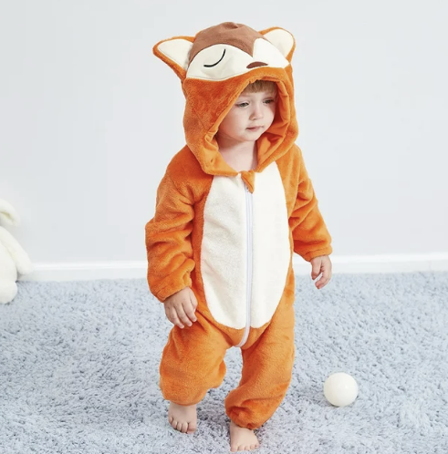 Baby Romper | Baby Fleece Overall | Animal Onesie | Wolklin