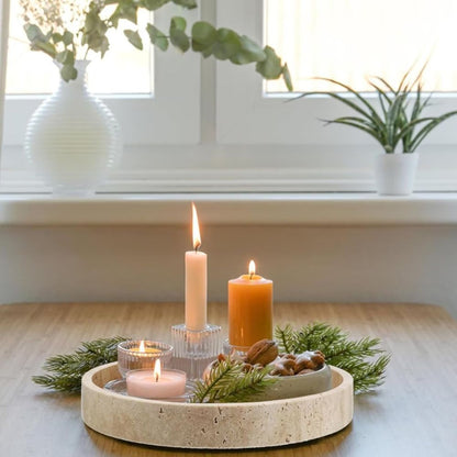 Tray made of natural stone | Round decorative tray | Naturiq