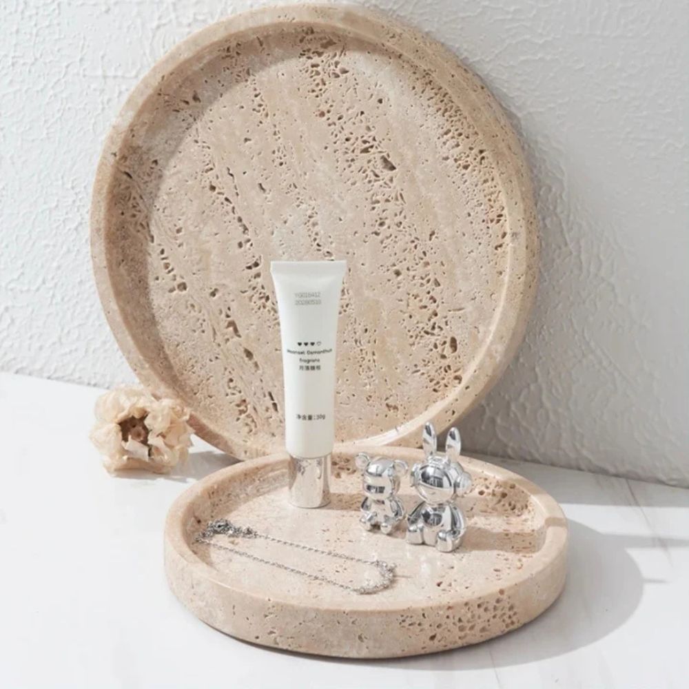 Tray made of natural stone | Round decorative tray | Naturiq