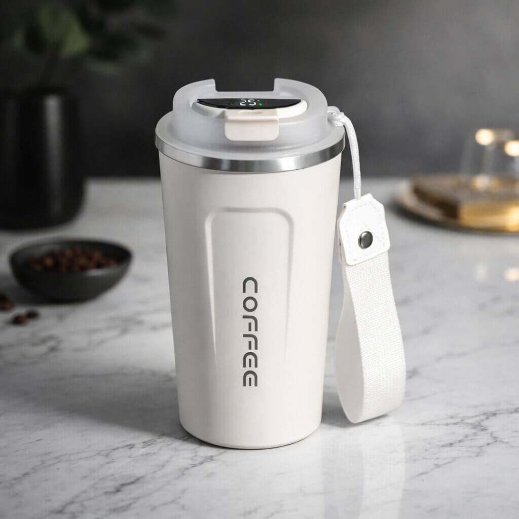 Thermal Mug with Temperature Display | Smart Drinking Cup Made of Stainless Steel | Themiora