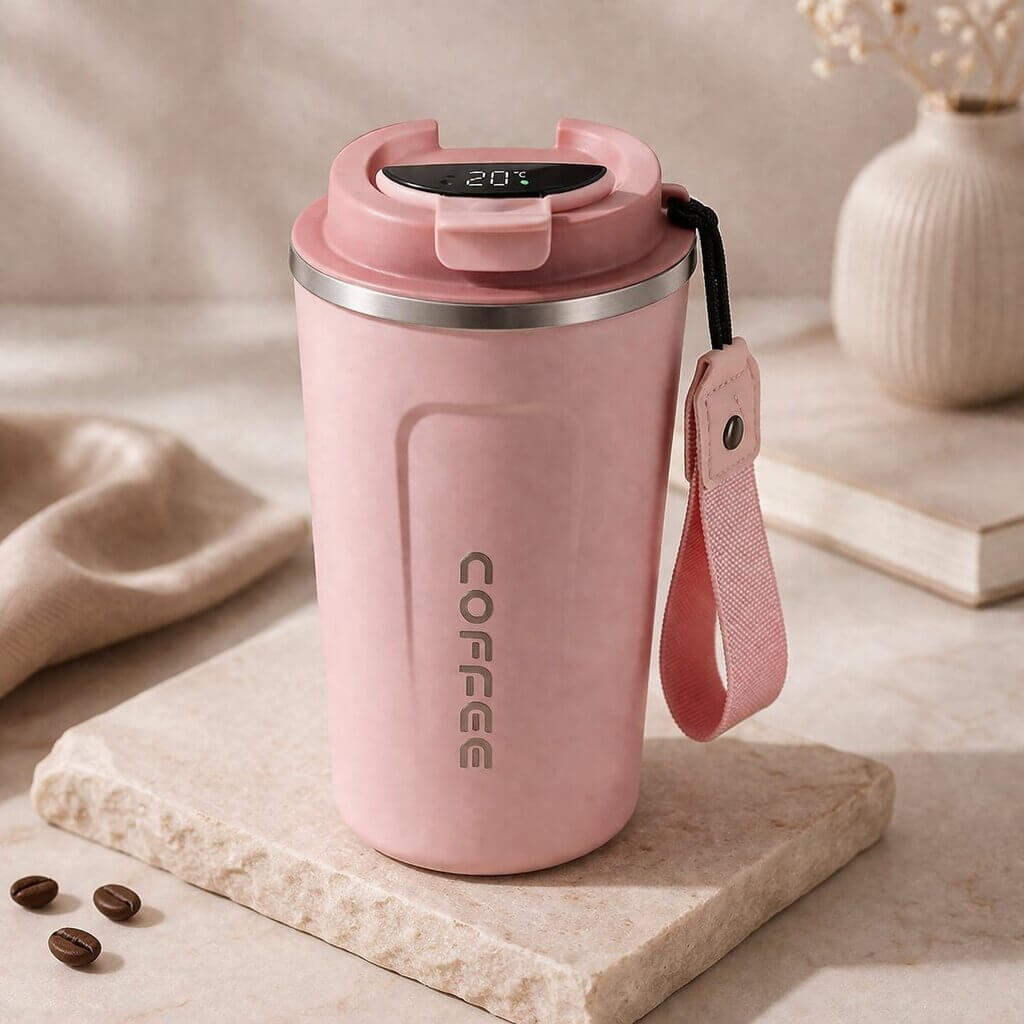 Thermal Mug with Temperature Display | Smart Drinking Cup Made of Stainless Steel | Themiora