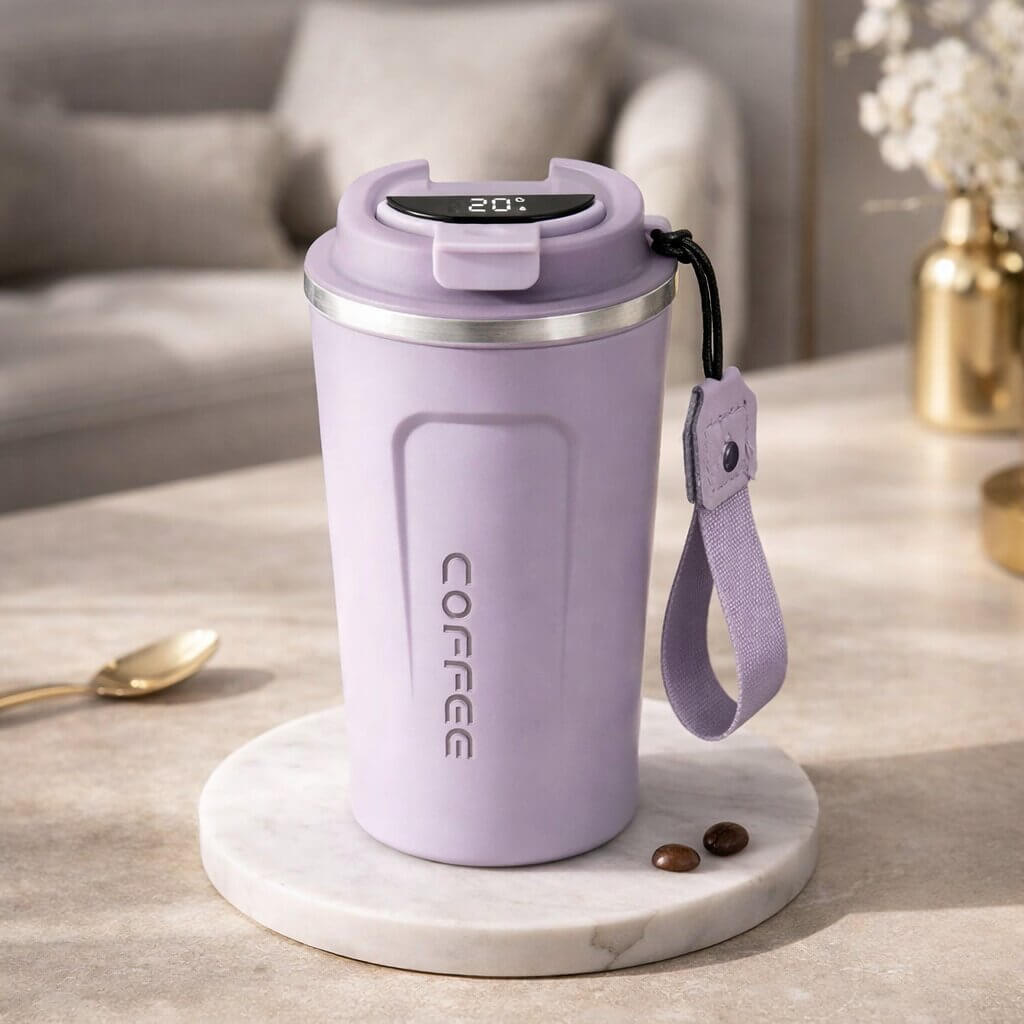 Thermal Mug with Temperature Display | Smart Drinking Cup Made of Stainless Steel | Themiora