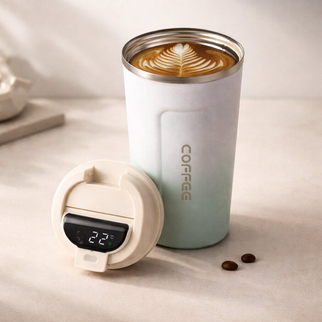 Thermobecher mit Temperaturanzeige | Smarter Trinkbecher aus Edelstahl | Themiora