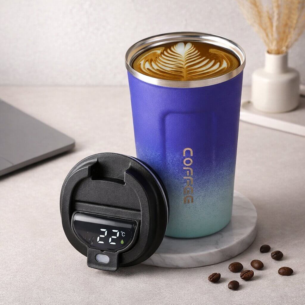 Thermal Mug with Temperature Display | Smart Drinking Cup Made of Stainless Steel | Themiora