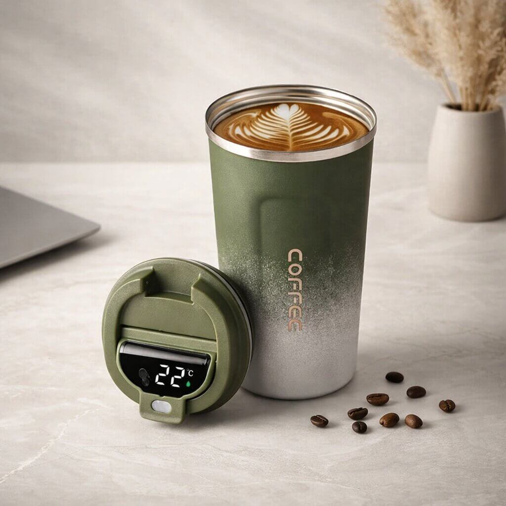 Thermal Mug with Temperature Display | Smart Drinking Cup Made of Stainless Steel | Themiora