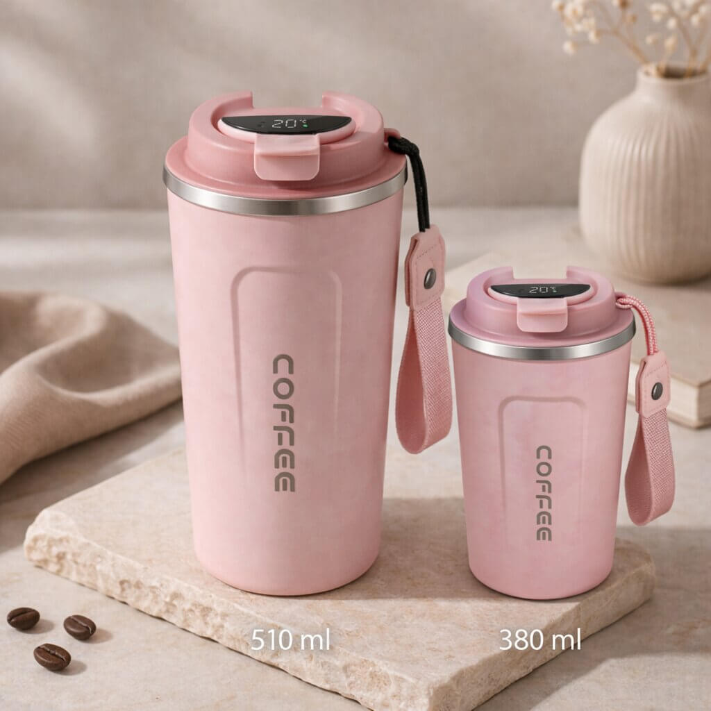 Thermal Mug with Temperature Display | Smart Drinking Cup Made of Stainless Steel | Themiora