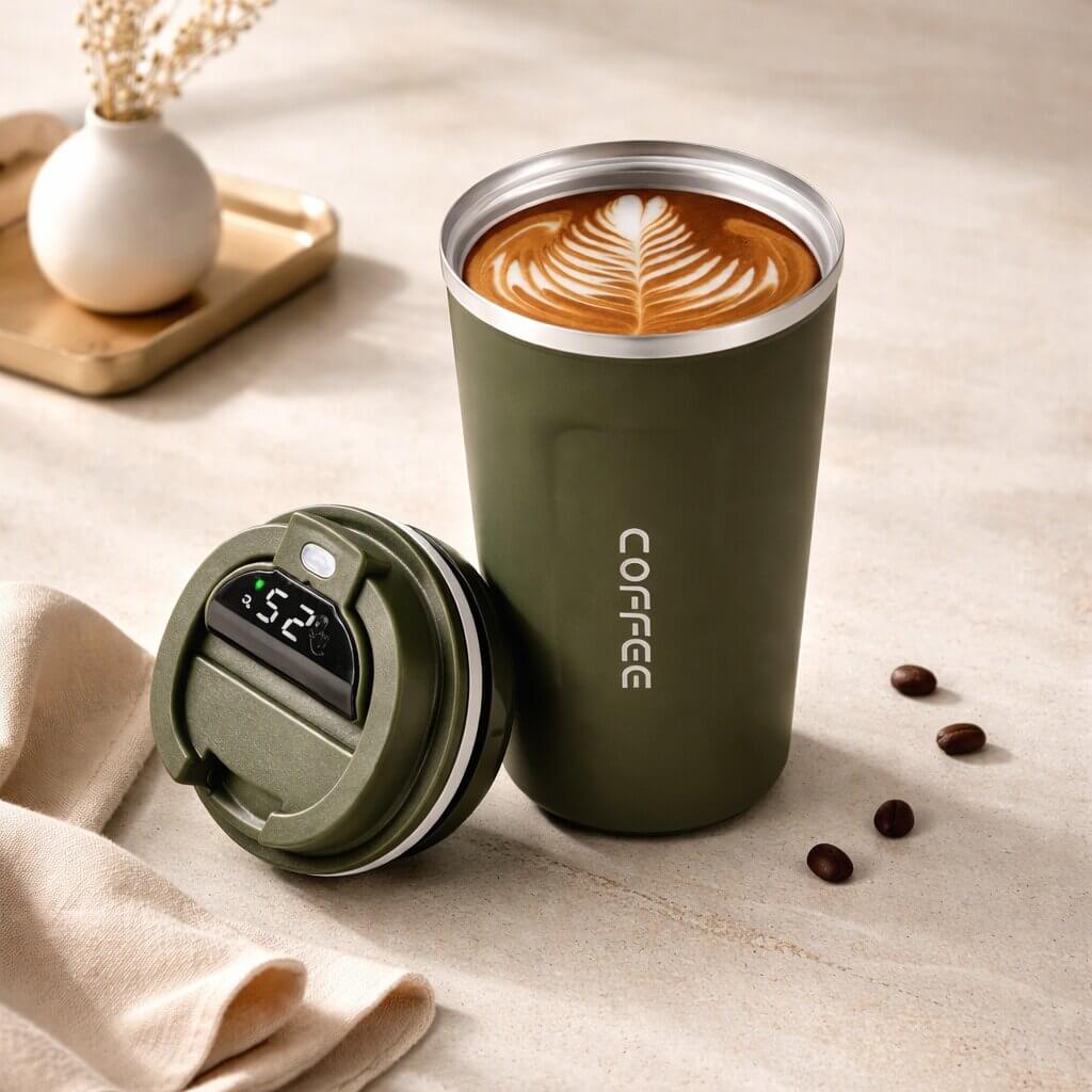 Thermal Mug with Temperature Display | Smart Drinking Cup Made of Stainless Steel | Themiora