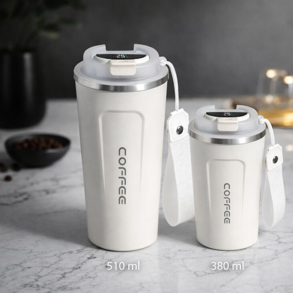 Thermobecher mit Temperaturanzeige | Smarter Trinkbecher aus Edelstahl | Themiora