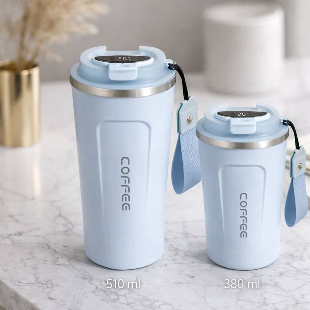 Thermal Mug with Temperature Display | Smart Drinking Cup Made of Stainless Steel | Themiora