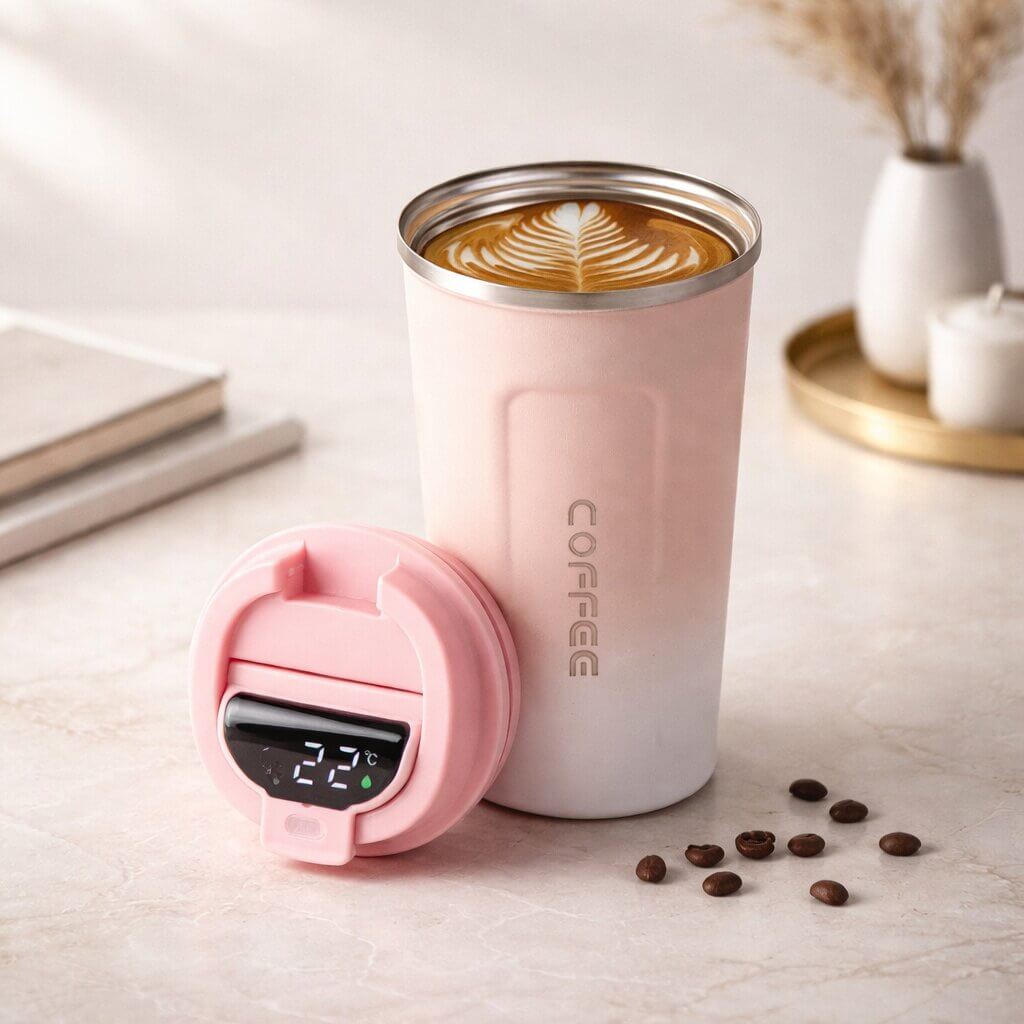 Thermal Mug with Temperature Display | Smart Drinking Cup Made of Stainless Steel | Themiora