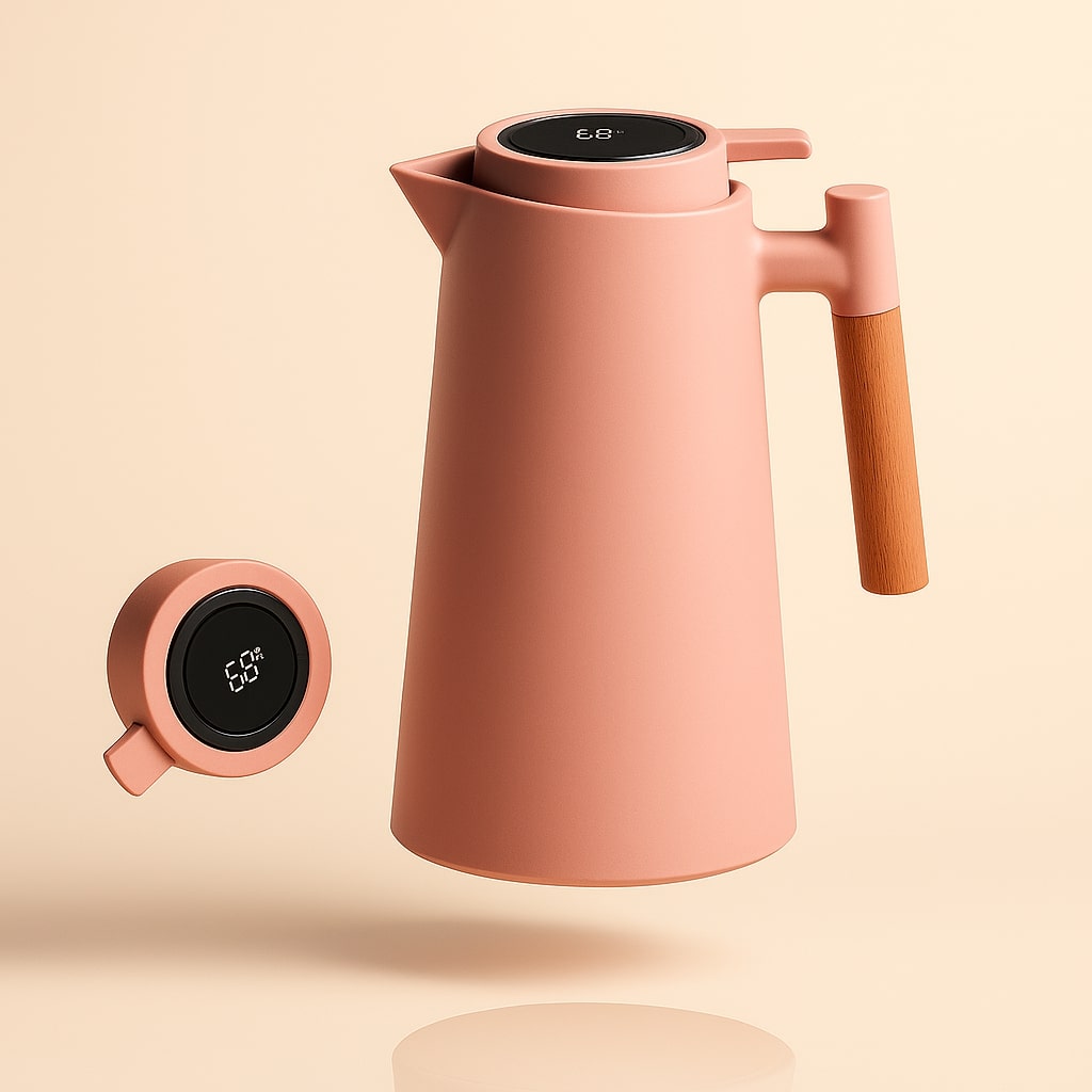 Thermal Carafe with Temperature Display | Insulated Carafe 1 Liter for Coffee & Tea | Heatina
