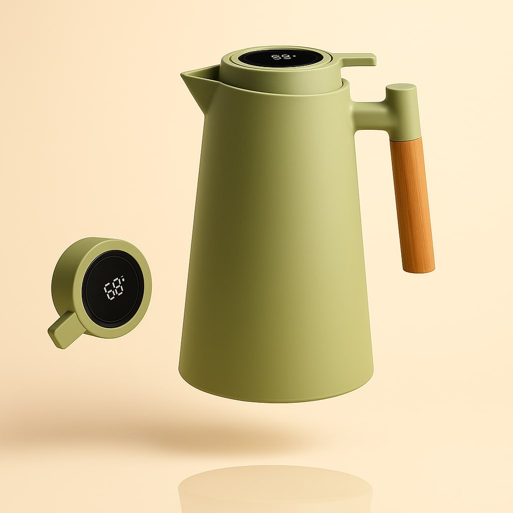 Thermal Carafe with Temperature Display | Insulated Carafe 1 Liter for Coffee & Tea | Heatina