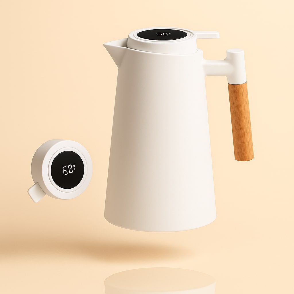 Thermal Carafe with Temperature Display | Insulated Carafe 1 Liter for Coffee & Tea | Heatina