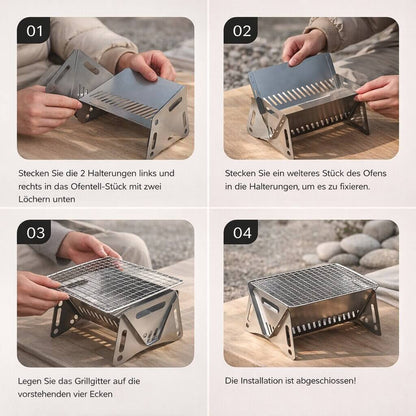 Portable Charcoal Grill | Charcoal Grill for Garden, Camping & Outdoor | Grill Steel