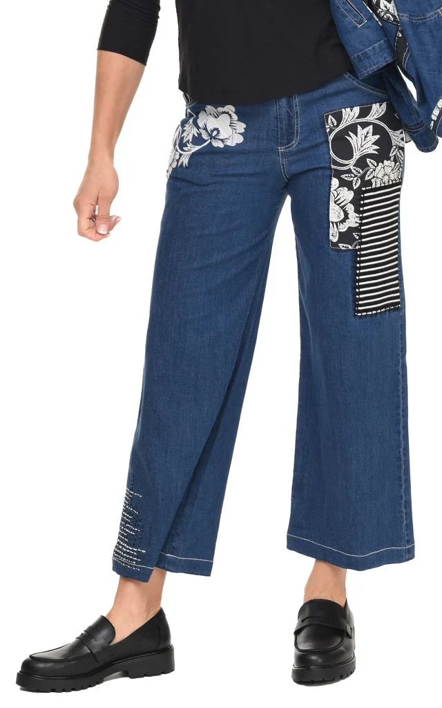 Tulip Clothing Wylie Denim Damenhose mit Ernteblumen