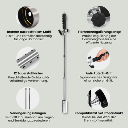 Unkrautbrenner | Thermischer Unkrautvernichter | Chemiefreier Unkrautentferner | Flammix