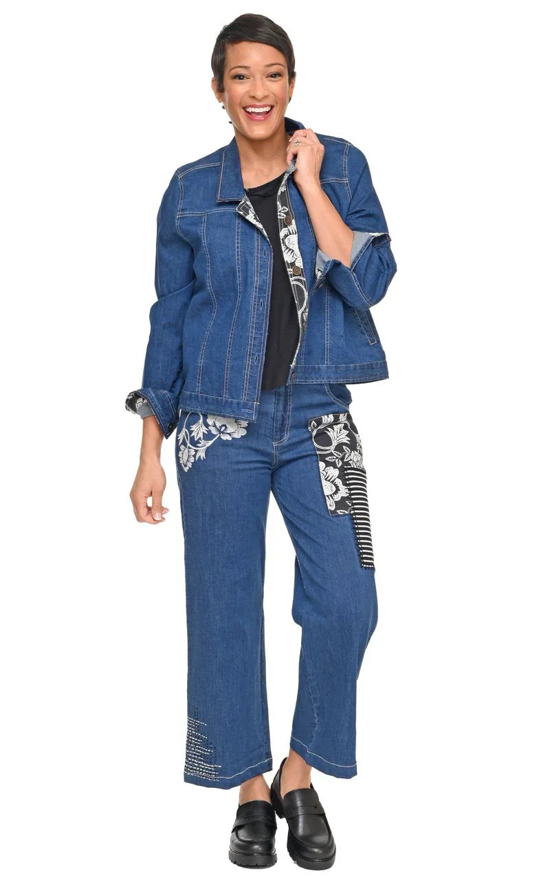 Tulip Clothing Wylie Denim Damenhose mit Ernteblumen