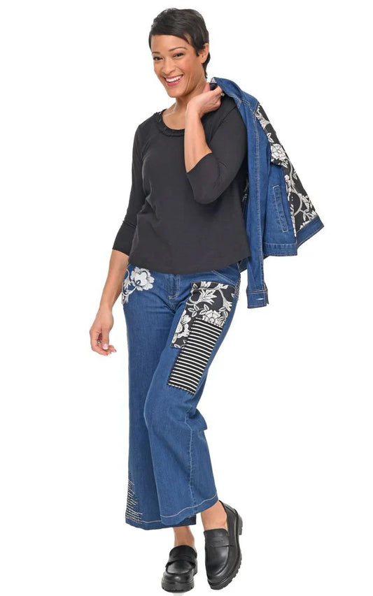 Tulip Clothing Wylie Denim Damenhose mit Ernteblumen